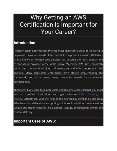 Ppt Why Getting An Aws Certification Is Important For Your Career