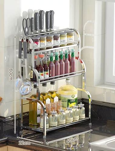 Organizador Rack Especiero Acero Utensilios Cocina 3 Niveles