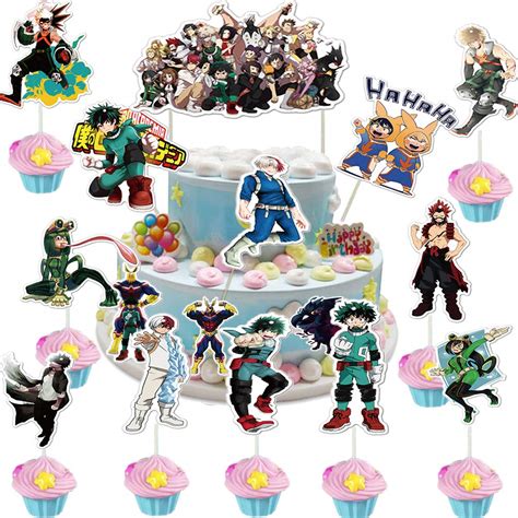 Buy My Hero Academia Cake Toppers Mha Brithday Party Supplies Pcs