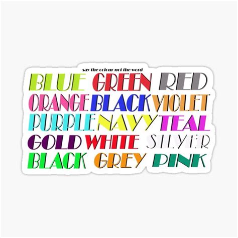 Say The Colour Not The Word Sticker For Sale By Imageark Redbubble