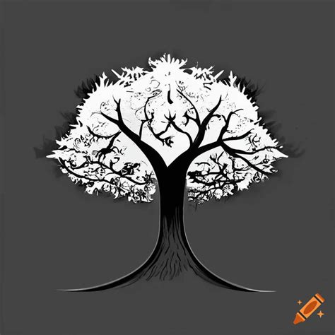 Black And White Tree Logo Design On Craiyon