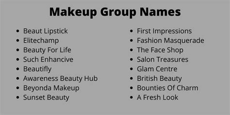 399 Cool Makeup Group Names Ideas And Suggestions Group Names Ideas