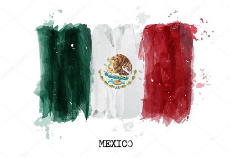 Bandera de mexico en acuarela Bandera de acuarela de México Vector