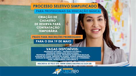 Cabo Frio prorroga as inscrições para o Processo Seletivo Simplificado