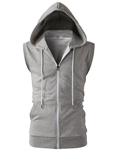 H2h Mens Casual Slim Fit Lightweight Sleeveless Hoodies Z