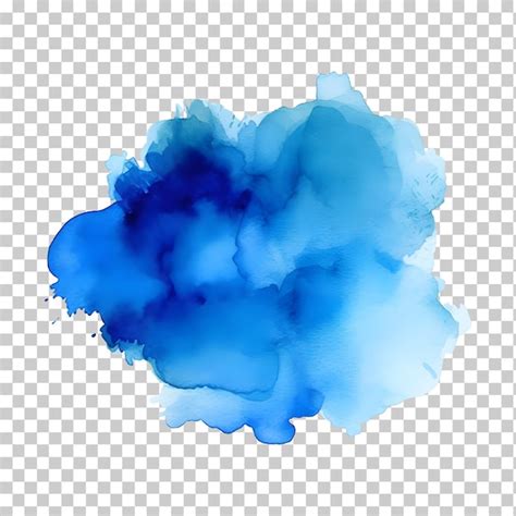 Tache D Aquarelle Bleue Isol E Sur Fond Blanc Ou Transparent Png Psd