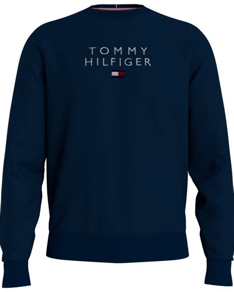 Tommy Hilfiger Mens Th Flex Fleece Sweatshirt Desert Sky Navy Jumper