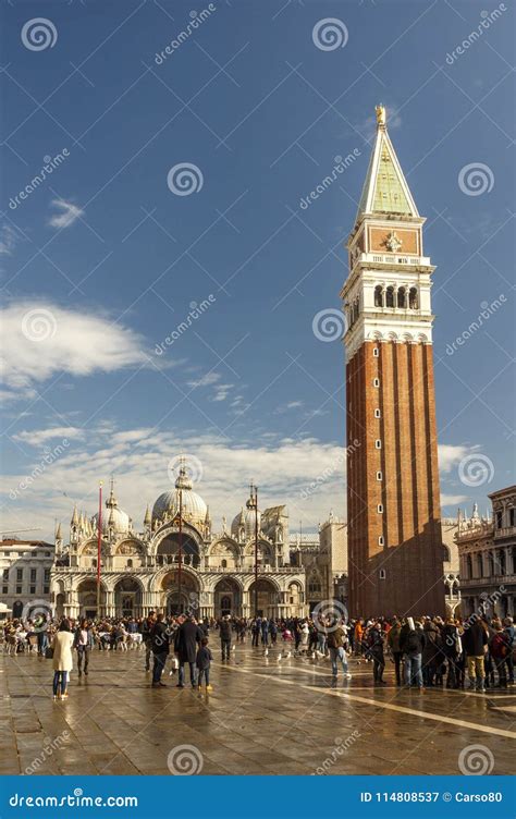 St Mark S Campanile Bell Tower In Venice Italy Editorial