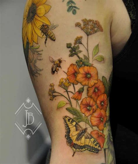 Arm Wildflower Tattoos Jsphne Whiterosetattoo Garden Tattoos Vine