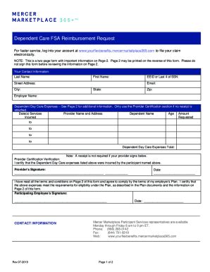 Fillable Online Dependent Care FSA Reimbursement Request Fax Email