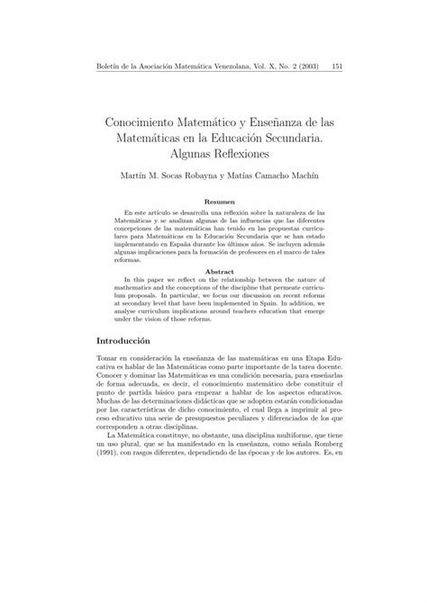 PDF Conocimiento Matematico Y Ensenanza De Las PDF