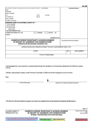 Fillable Online Gc Conservatorship Registrant S Acknowledgement Of