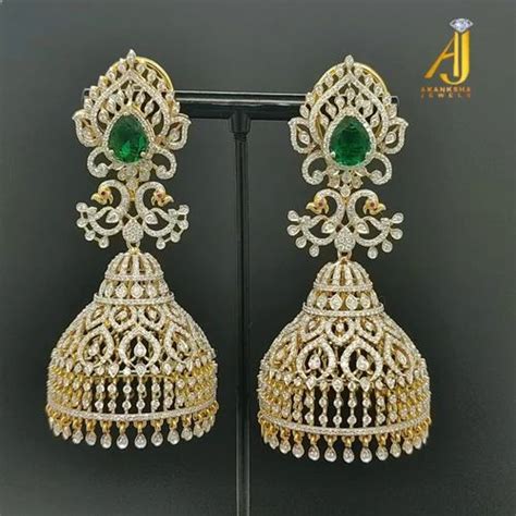 Real Diamonds Party Wear Diamond Jhumka Earrings 18 Kt At ₹ 580000