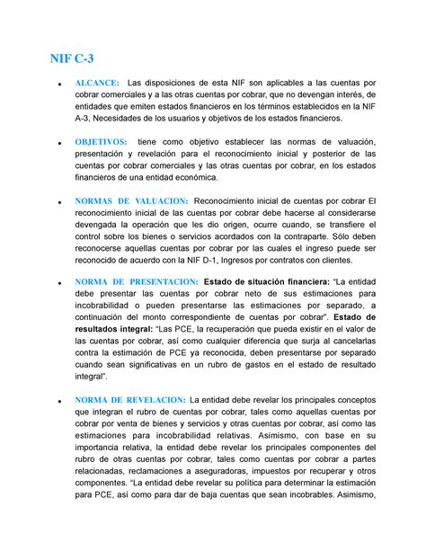 Resumen Nif C Ninguna Nif C Alcance Las Disposiciones De Esta