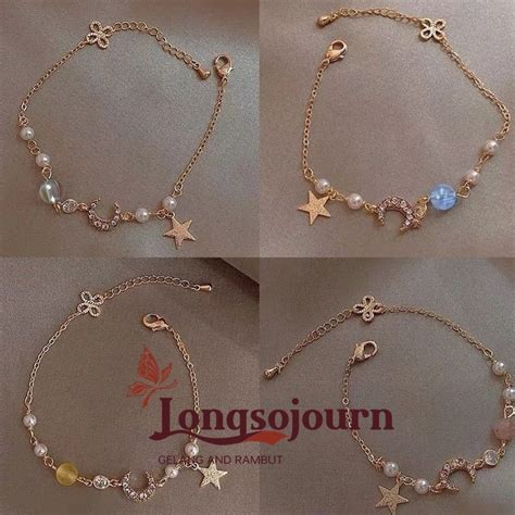 Jual Cod Gelang Dengan Liontin Bentuk Bintang Dan Bulan Gaya Korea