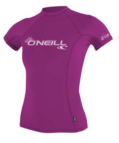 the oneill women's short sleeve top is shown in purple