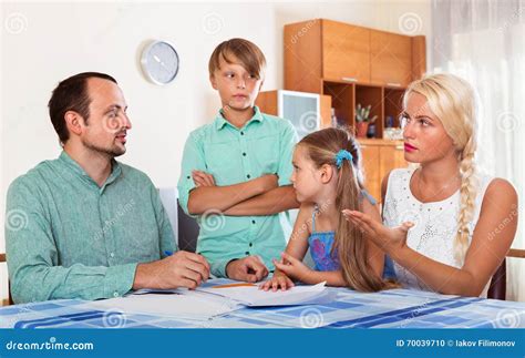 Parents Talk About Serious Financial Problems Stock Photo Image Of