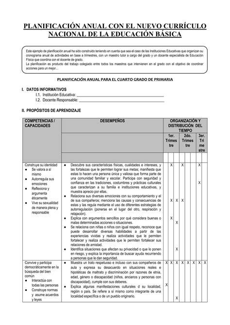 PLANIFICACION CURRICULAR MODELO 4 GRADO 1 Doc