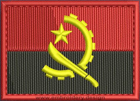 Design Embroidery Flag Of Angola Rectangle With Colour Trim By Embroidery Design