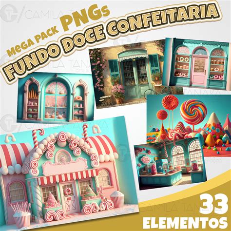 Kit Digital Png Fundo Doce Confeitaria Pague Leve Elo