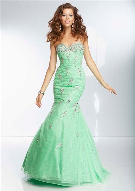 Mermaid Sweetheart Long Green Organza Glitter Beaded Prom Dress Corset Back