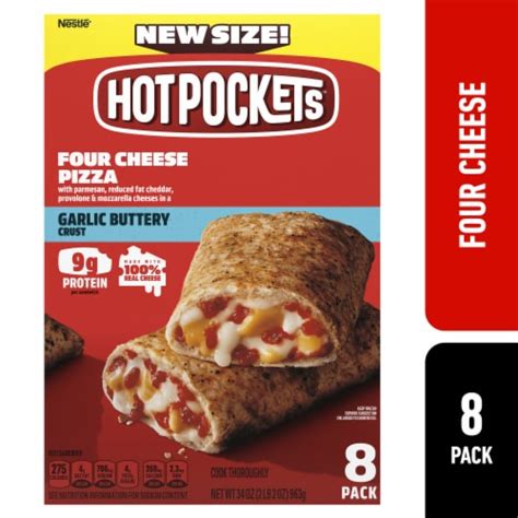 Hot Pockets Four Cheese Pizza Frozen Snacks In A Garlic Buttery Crust