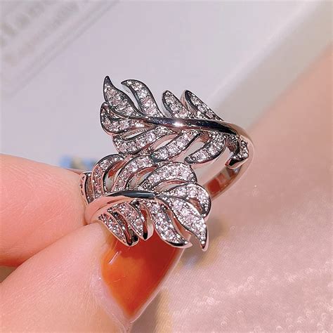 Huitan Fancy Cross Design Women S Leaf Ring Fashion Versatile Female