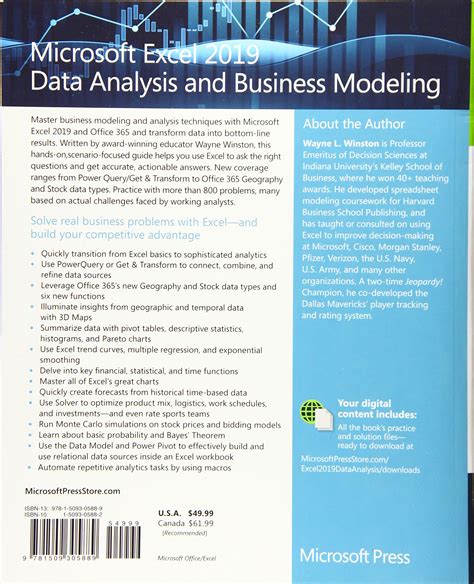 Microsoft Excel 2019 Data Analysis And Business Modeling Business Skills