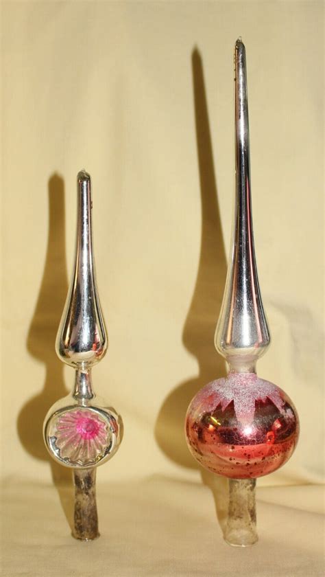 2 Vintage Mercury Glass Tree Toppers 1 Deep Indent 4632390054