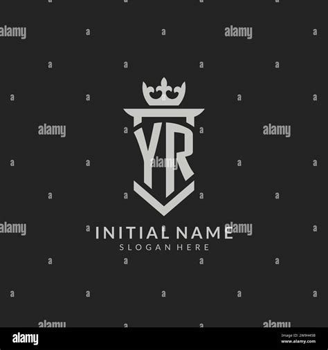 Initial Yr Shield And Crown Logo Style Vector Graphic Stock Vector