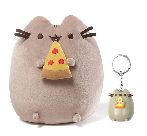 Gund Pusheen Pizza Snackable Plush And Pusheen Pizza 3D Key Chain Set