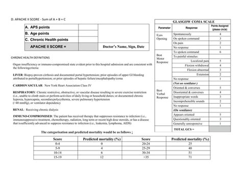 Apache Ii Calculation Work Sheet Generic Docx