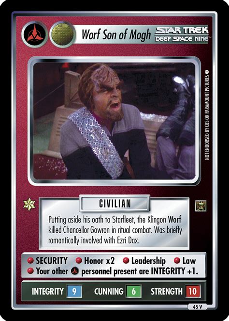 Worf Son Of Mogh Dow Cardguide Wiki Fandom