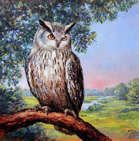 Landscape With An Owl Painting By Leonid Polotsky Pixels