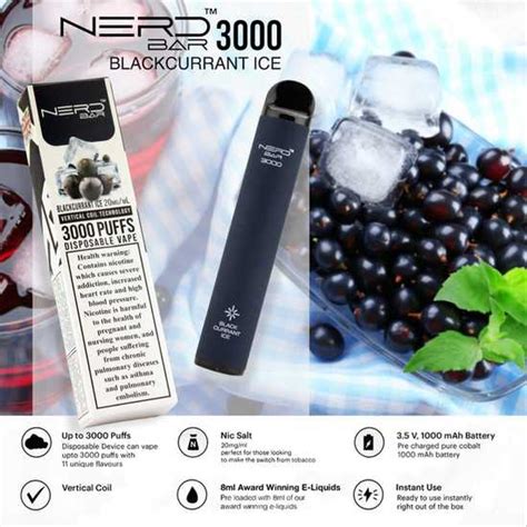 Blackcurrant Ice NERD Bar 3000 Puffs Disposable Vape