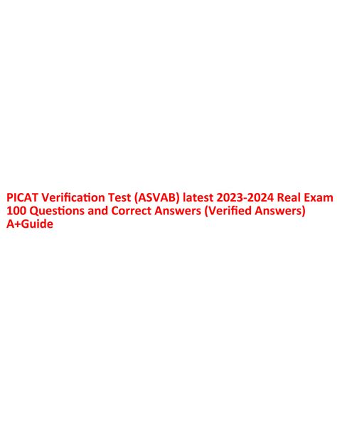 Solution Picat Verification Test Asvab Latest Real Exam