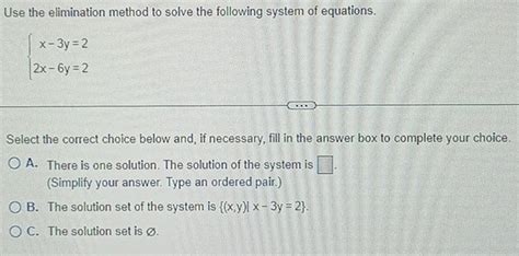 Solved Use The Elimination Method To Solve The Following System Of Equations Beginarrayl X 3y