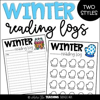 Winter Reading Logs By Where The Teaching Things Are Tpt