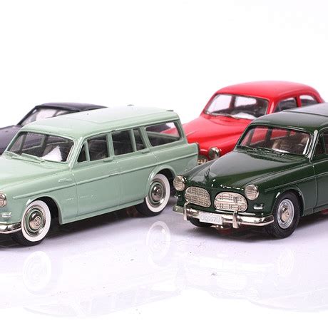 MODELLBILAR 4 St Metall Bl A Volvo Amazon 1962 Olika Tillverkare