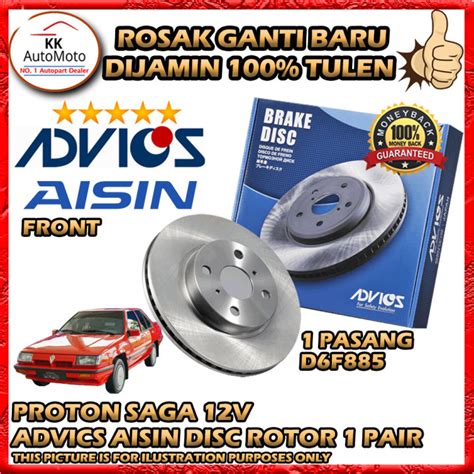 Pasang Aisin Advics Proton Saga V Iswara Original Disc Rotor Front