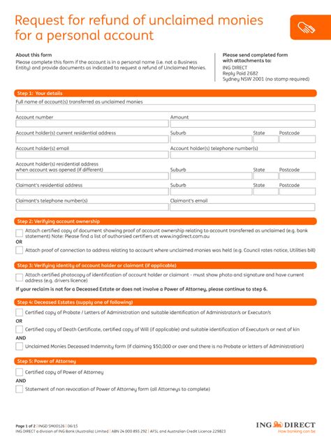 Fillable Online Request For Refund Of Unclaimed Monies For A Personal