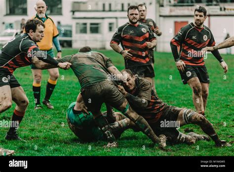 Penryn RFC vs Hayle RFC at The Memorial Stadium, Penryn, Cornwall, UK, 27th January 2018 Stock ...