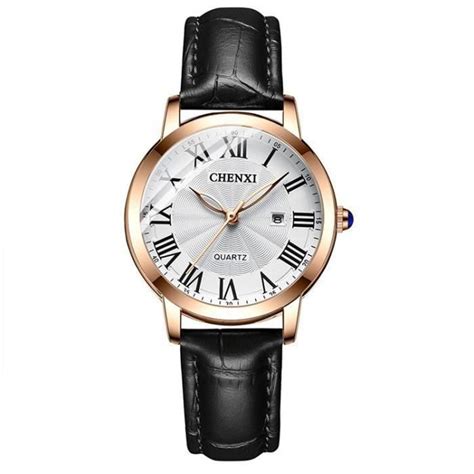 Sharphy Montre Femme De Marque Vrai Cuir Chiffres Romains Quartz