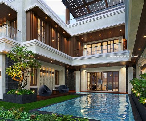 Desain Tampak Detail Belakang Rumah Villa Bali 2 Lantai Ibu Fitri Di