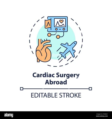 2d Thin Linear Icon Cardiac Surgery Abroad Concept Stock Vector Image