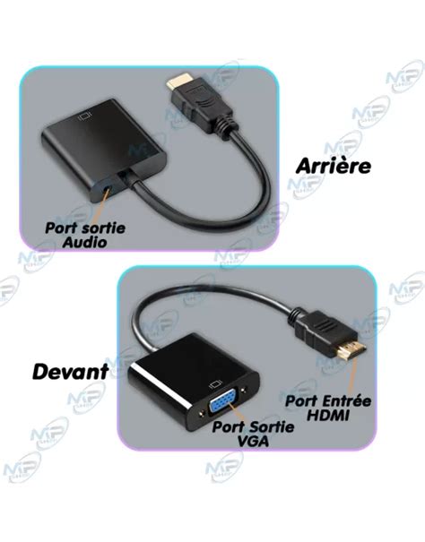 Adaptateur Hdmi Male Vers Vga Femelle Avec Audio