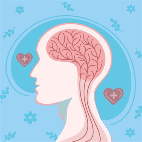 Concepto de salud mental con ilustración dibujada a mano de cerebro y