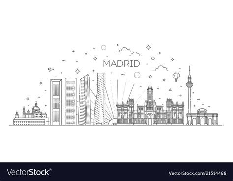 Madrid Skyline Spain Royalty Free Vector Image