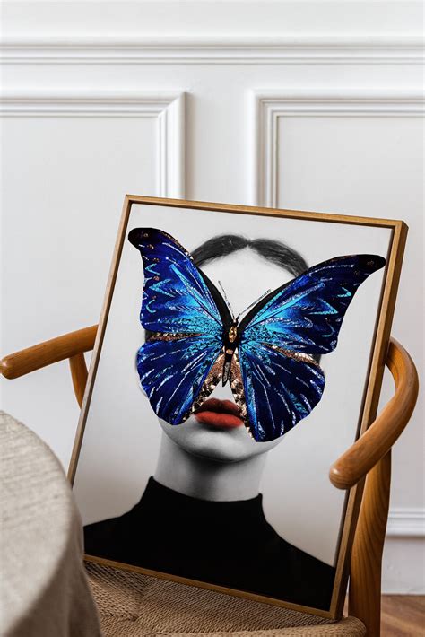 Blue Butterfly Face Woman Canvas Wall Art Canvas Canvas Etsy