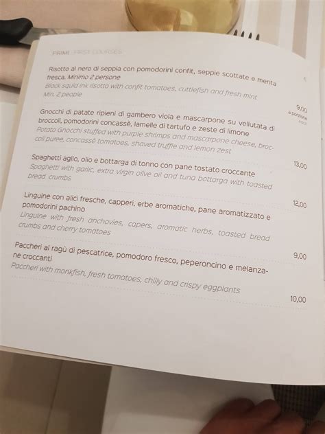 Carta Del Restaurante Lido Baffo Bianco Rossano Stazione